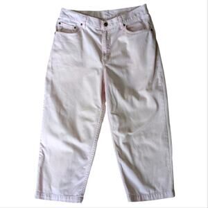 LL Bean Women's High Rise Light Pink Denim Capris Size 12